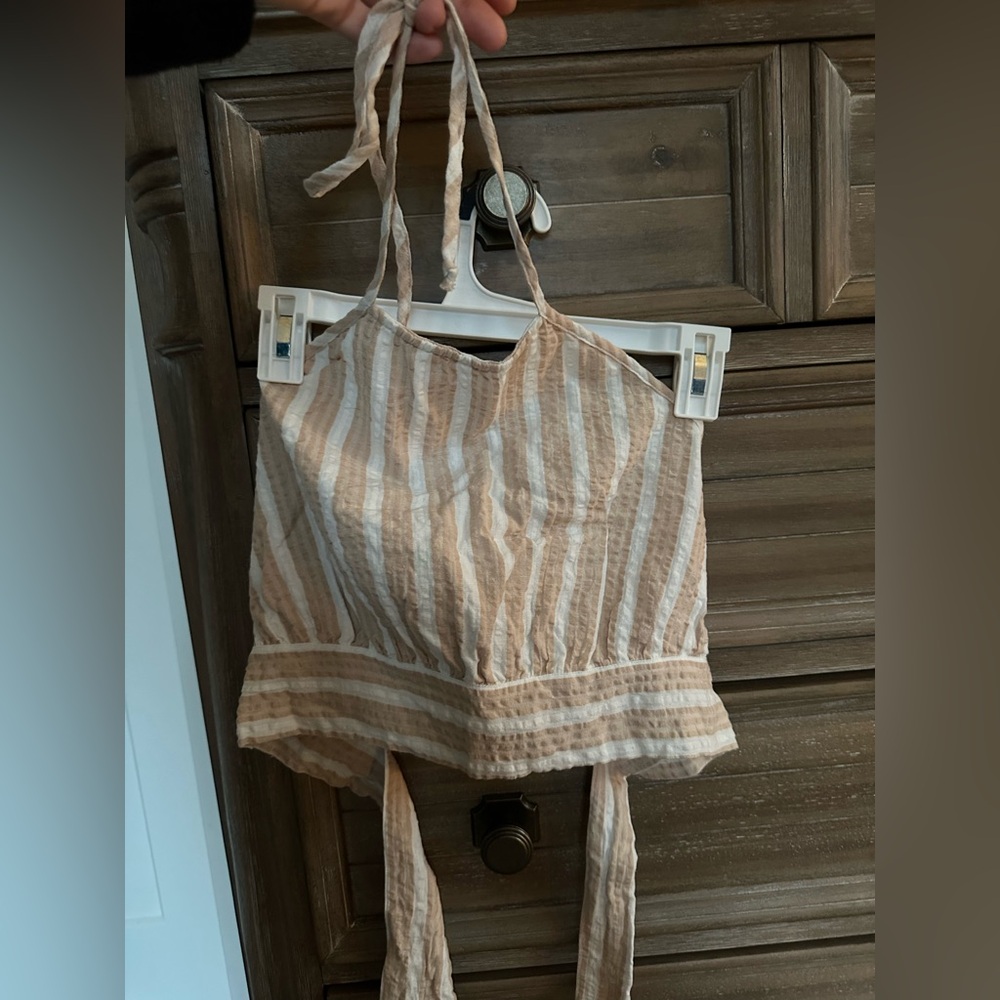 American Eagle Outfitters Beige and White Striped Camisole
